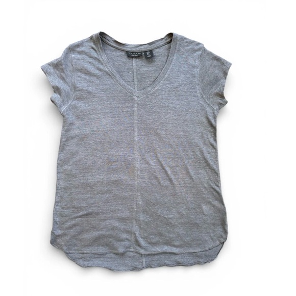 Tahari Tops - Tahari Light Sage V-Neck Short Sleeve 100% Linen Tee Classic Old Money
